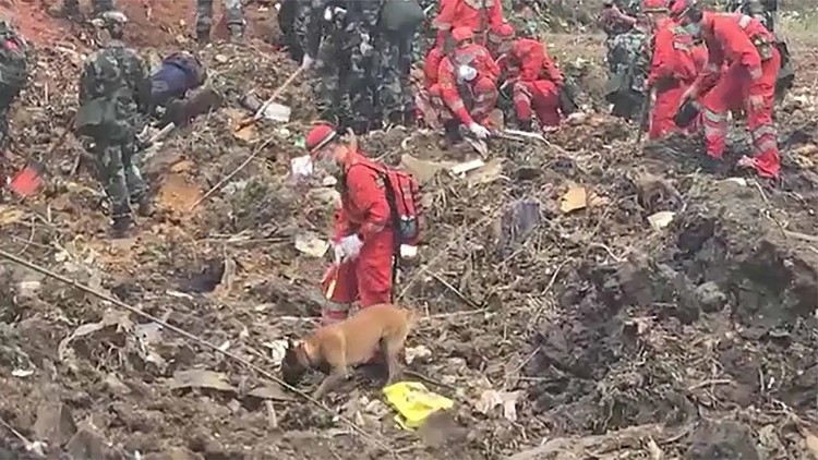 3月24日：坠机现场搜寻范围扩大近5倍，无人机、搜救犬助阵 | MU5735救援